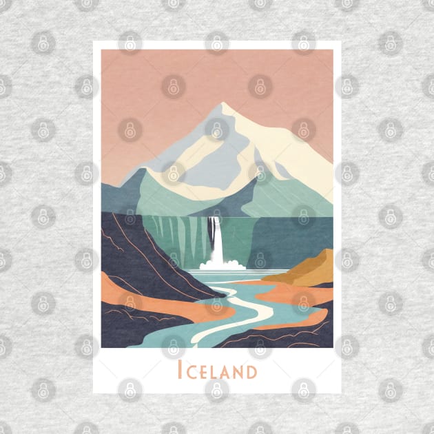 Icelandic Serenity - Mountain and Waterfall Poster by POD24
